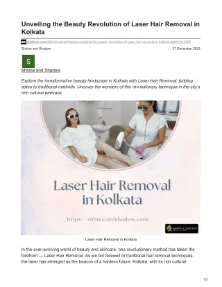 Unveiling the Beauty Revolhe Beauty Revolution of Laser Hair Removal in Kolkata