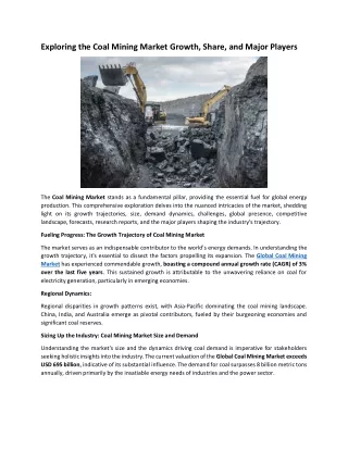 exploring the coal mining market growth share