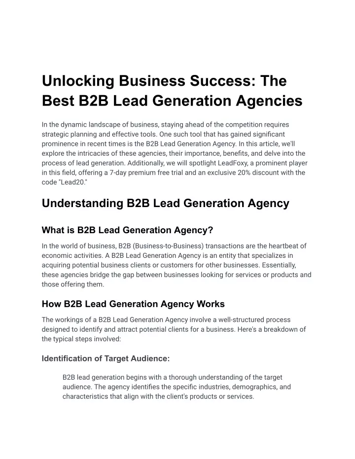 unlocking business success the best b2b lead