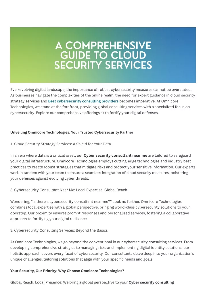a comprehensive guide to cloud security services