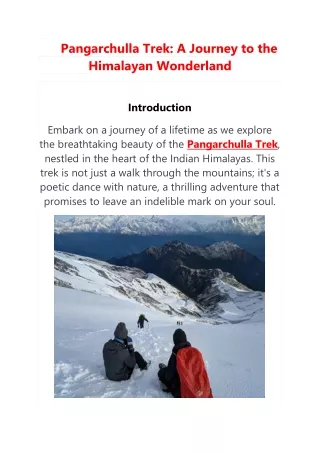 Pangarchulla Trek: Himalayan Heights and Majestic Summits