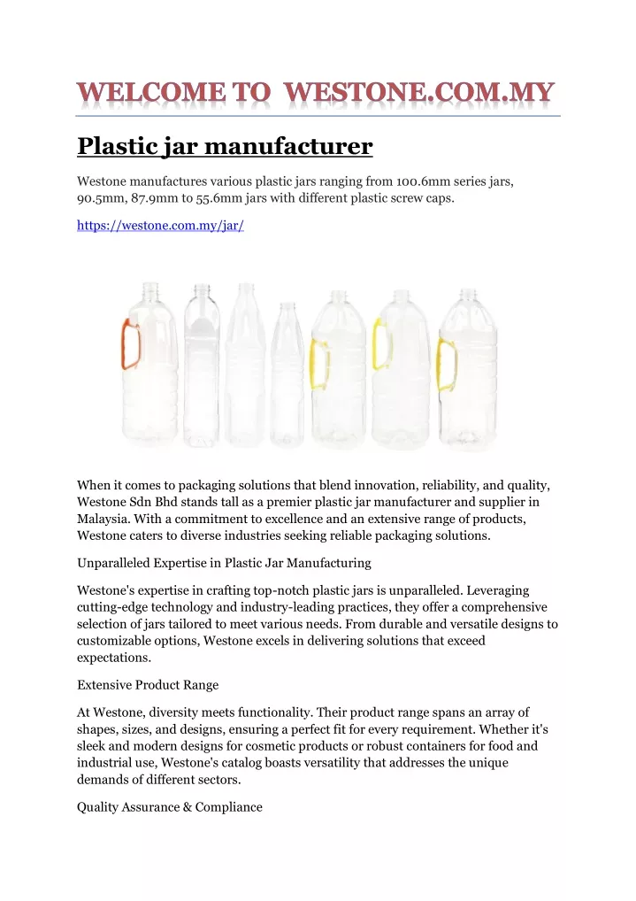 plastic jar manufacturer
