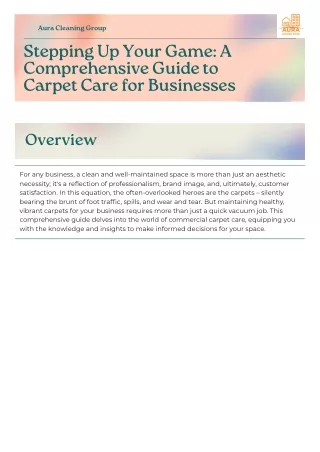 Stepping Up Your Game A Comprehensive Guide to Carpet Care for Businesses