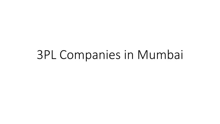 3pl companies in mumbai