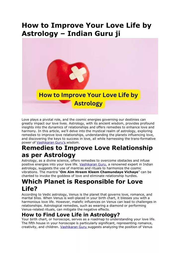 how to improve your love life by astrology indian