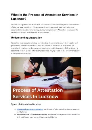 What is the Process of Attestation Services In Lucknow