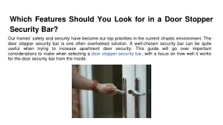 Which Features Should You Look for in a Door Stopper Security Bar_