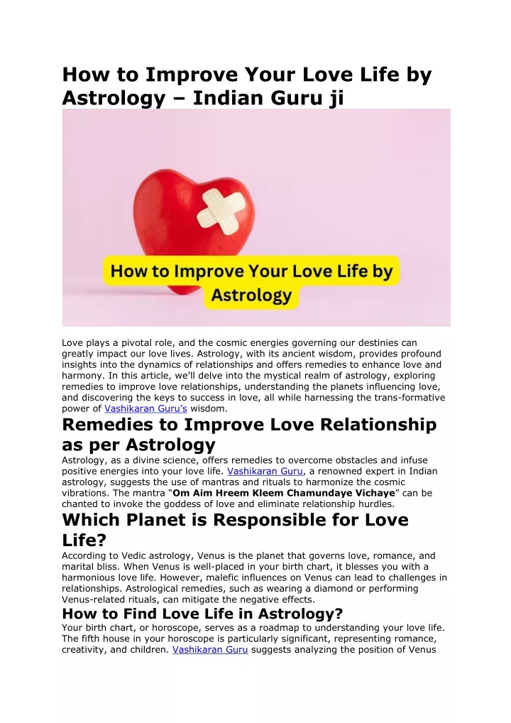 how to improve your love life by astrology indian