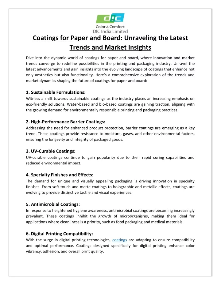 coatings for paper and board unraveling