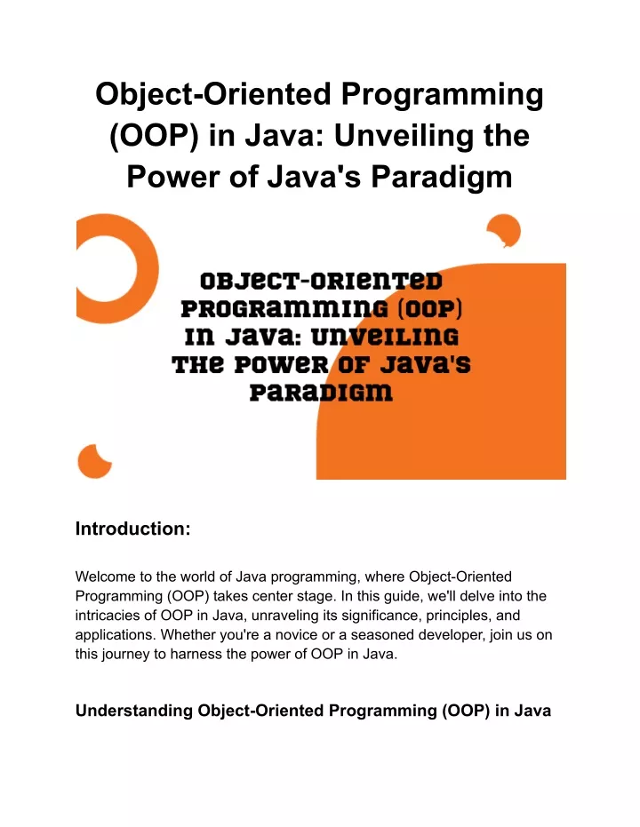 Ppt Object Oriented Programming Oop In Java Unveiling The Power Of Javas Paradigm 6694