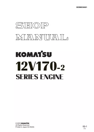 Komatsu 12V170-2 Series Engine Service Repair Manual