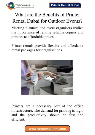 What are the Benefits of Printer Rental Dubai for Outdoor Events?