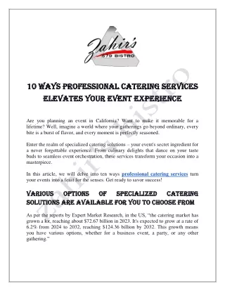 10 Ways Professional Catering Services Elevates Your Event Experience