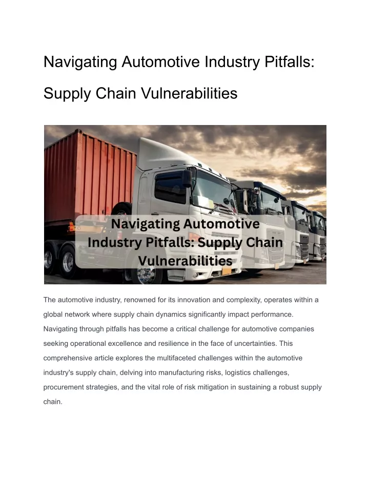 navigating automotive industry pitfalls