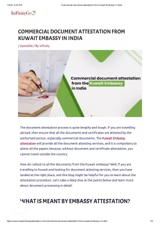 Commercial document attestation from Kuwait Embassy in India