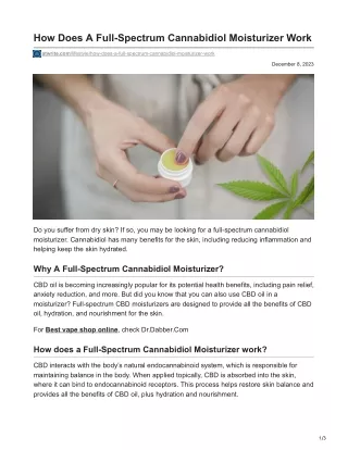 how does a full spectrum cannabidiol moisturizer
