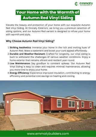 Enhance Your Home with the Warmth of Autumn Red Vinyl Siding