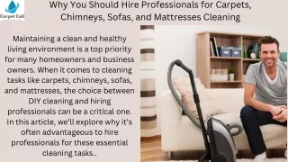 Why You Should Hire Professionals for Carpets, Chimneys, Sofas, and Mattresses Cleaning