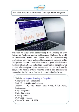 Analytics Training in Bangalore