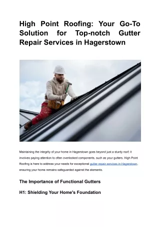 high point roofing your go to solution