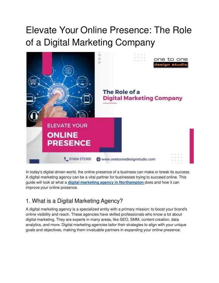 elevate your online presence the role of a digital marketing company