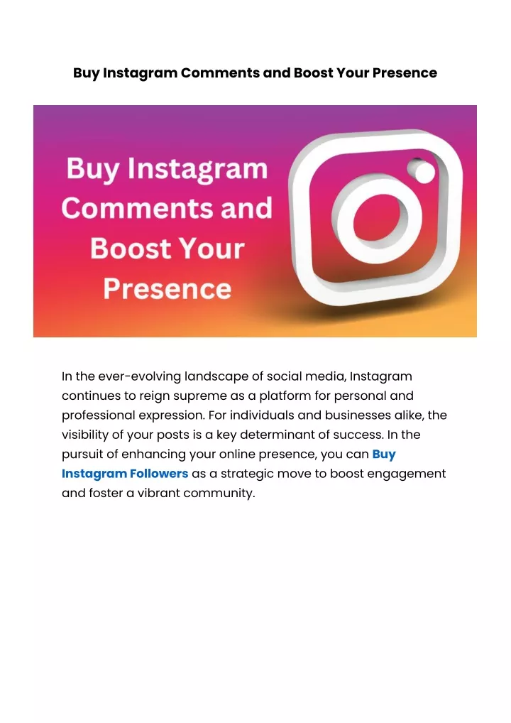 buy instagram comments and boost your presence