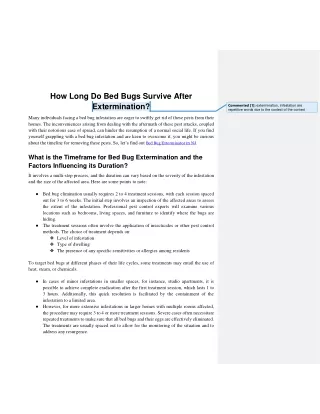 how long do bed bugs survive after extermination
