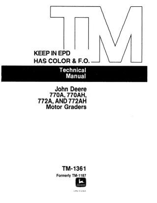 JOHN DEERE 772AH Motor Grader Service Repair Manual (tm1361)