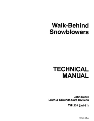 John Deere 826 Walk-Behind Snowblowers Service Repair Manual