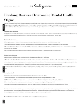Breaking Barriers: Overcoming Mental Health Stigma
