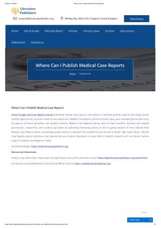 Where Can I Publish Medical Case Reports