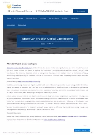 Where Can I Publish Clinical Case Reports