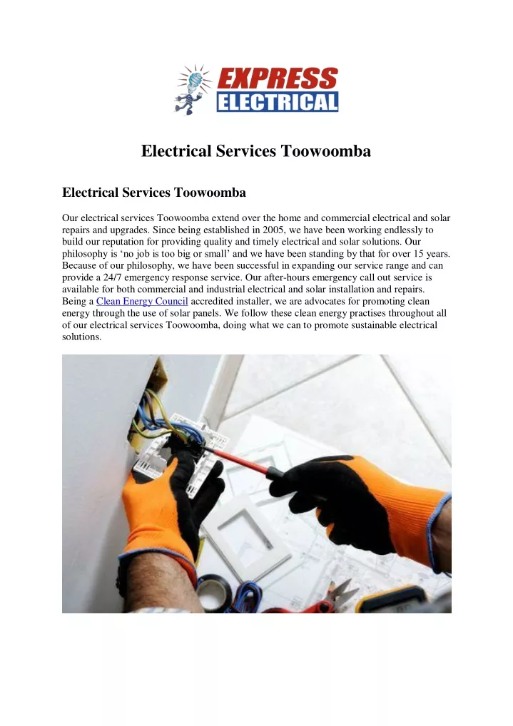 electrical services toowoomba electrical services