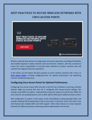 Best Practices to Secure Wireless Networks with Cisco Access Points