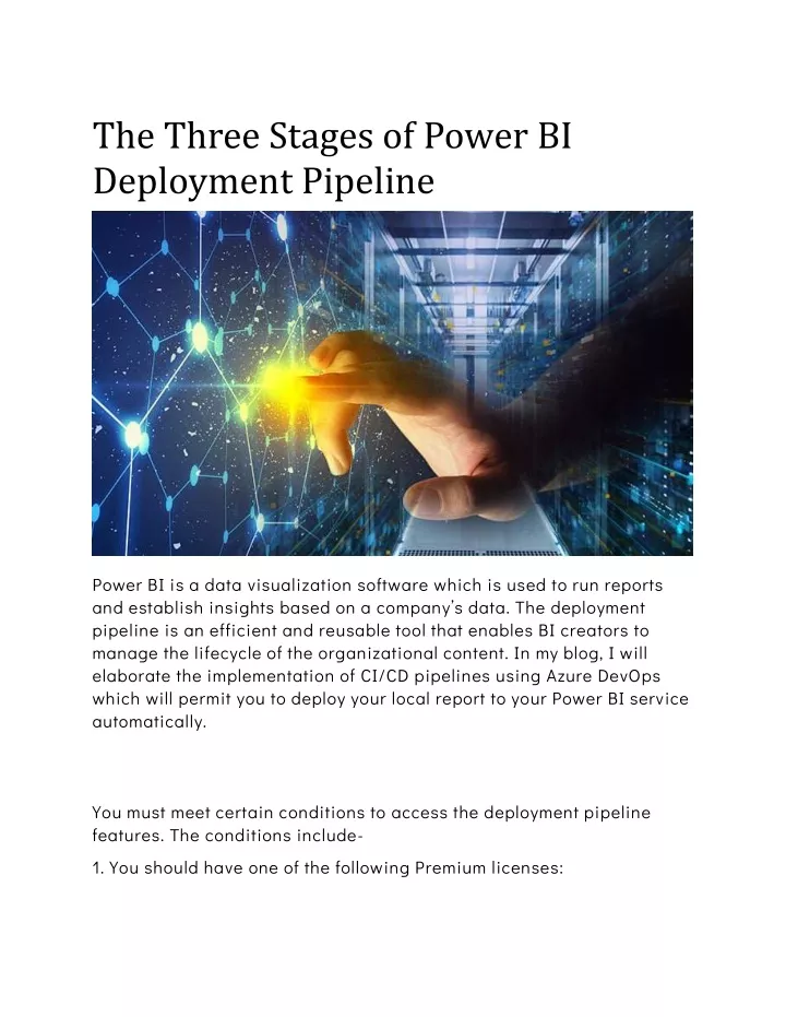the three stages of power bi deployment pipeline