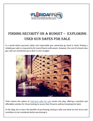 Finding Security on a Budget - Exploring Used Gun Safes for Sale