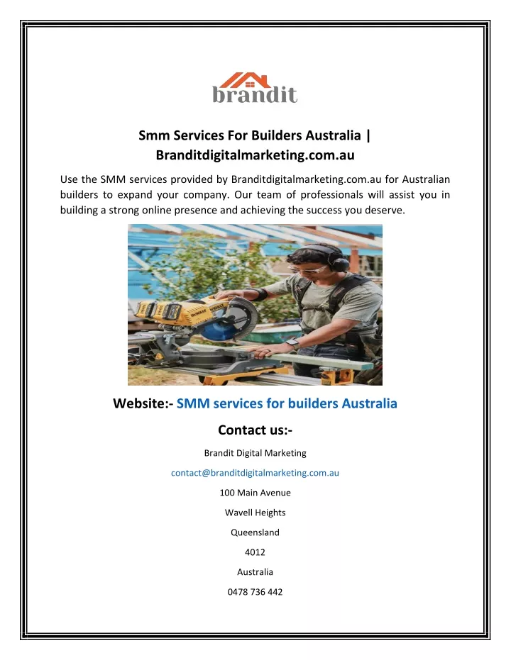 smm services for builders australia