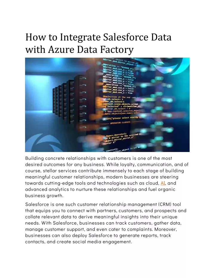 how to integrate salesforce data with azure data