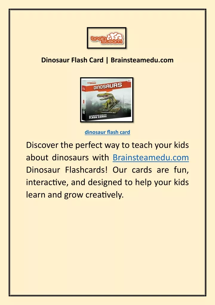 dinosaur flash card brainsteamedu com