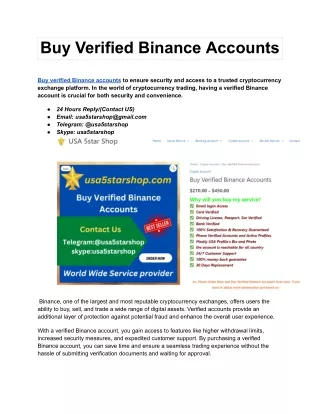 Buy Verified Binance Accounts