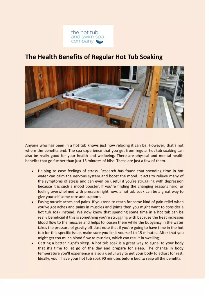 the health benefits of regular hot tub soaking