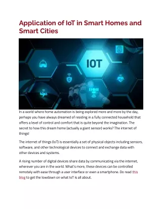 Application of IoT in Smart Homes