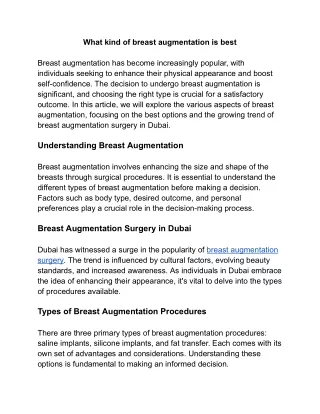 what kind of breast augmentation is best