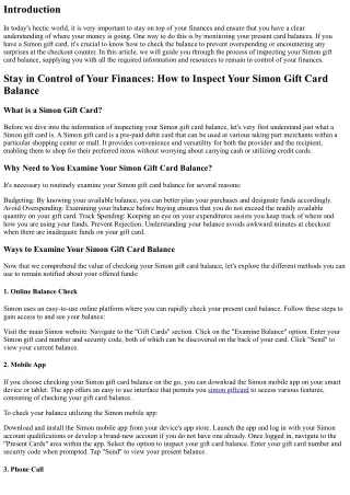 Remain in Control of Your Finances: How to Check Your Simon Gift Card Balance