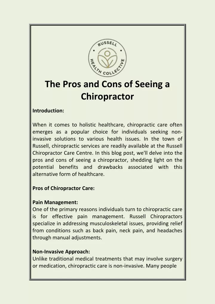 the pros and cons of seeing a chiropractor