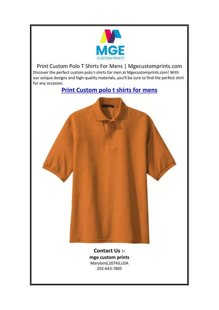 print custom polo t shirts for mens