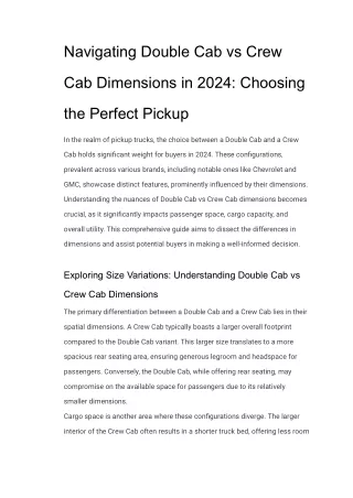 Navigating Double Cab vs Crew Cab Dimensions in 2024_ Choosing the Perfect Pickup