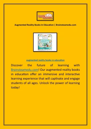 Augmented Reality Books In Education | Brainsteamedu.com