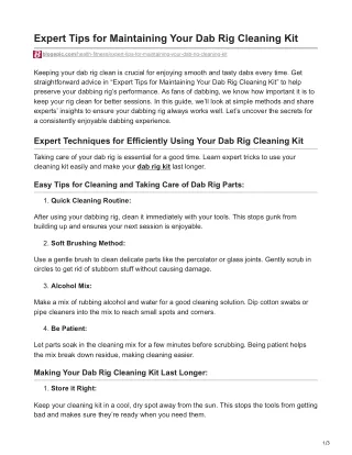 expert tips for maintaining your dab rig cleaning