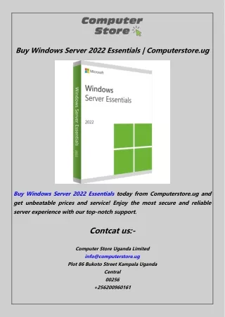 Buy Windows Server 2022 Essentials  Computerstore.ug